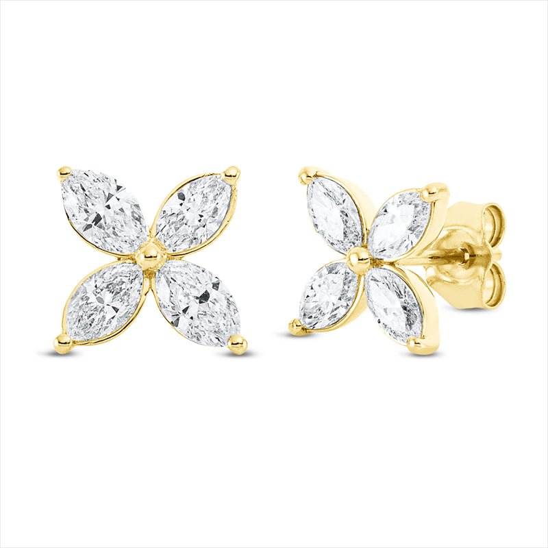 Ohrstecker 18 kt GG, 8 Nav. 1,28 ct, TW-si