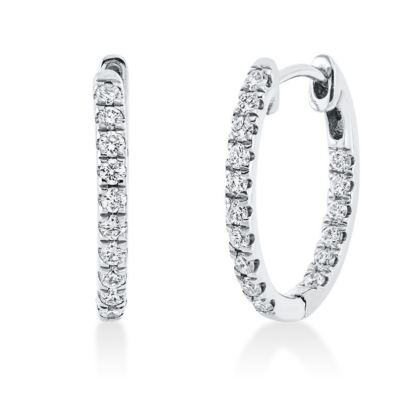 Creolen 18 kt WG, 32 Brill. 0,47 ct, TW-si