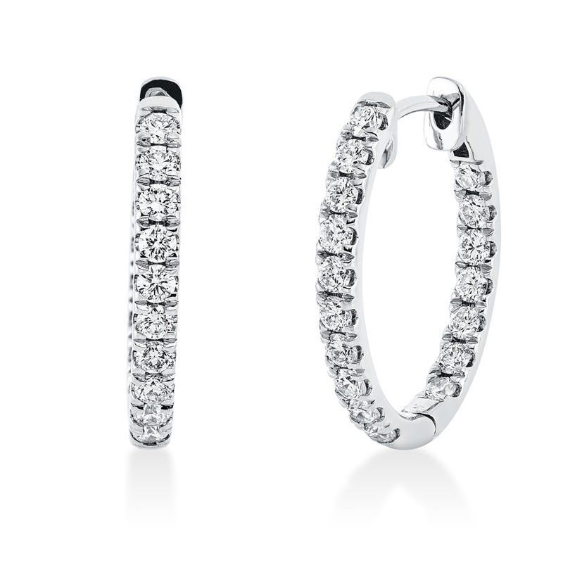 Creolen 18 kt WG, 34 Brill. 0,96 ct, TW-si