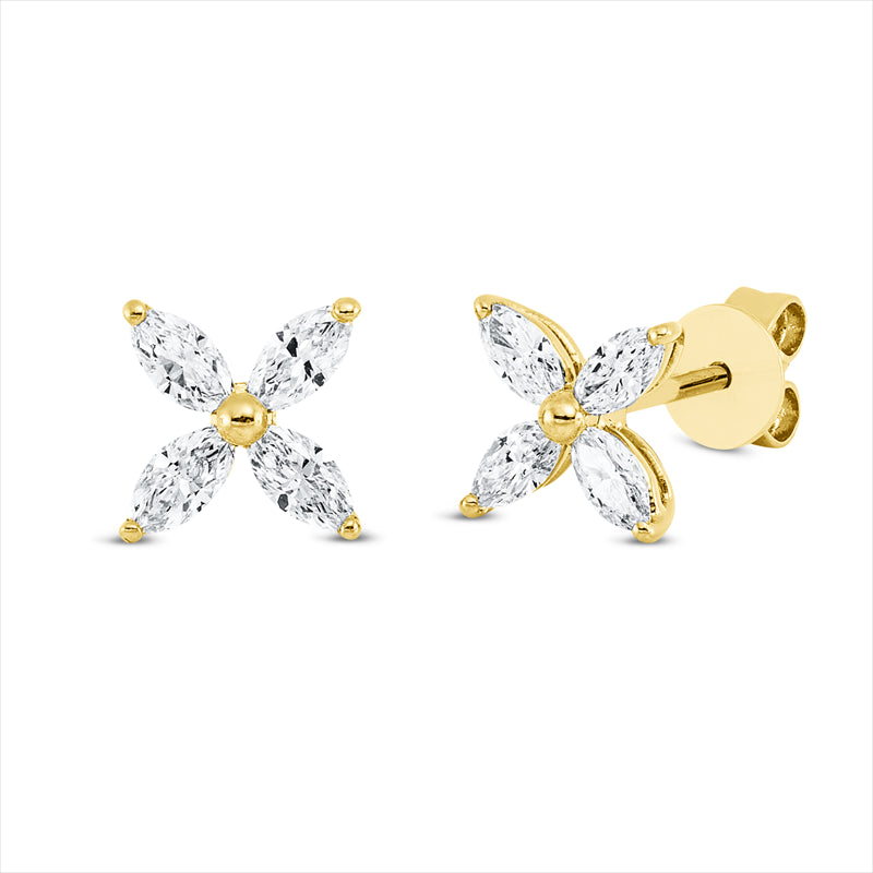 Ohrstecker 18 kt GG, 8 Nav. 0,51 ct, TW-vsi/si