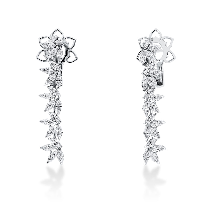 Ohrschmuck 18 kt WG, 40 Nav. 1,83 ct, TW-vsi