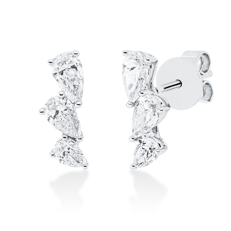 Ohrstecker 18 kt WG, 6 Tropfen 0,97 ct, TW-vsi