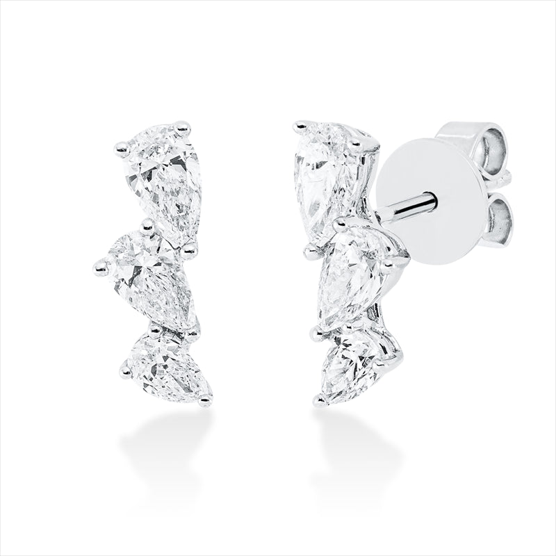 Ohrstecker 18 kt WG, 6 Tropfen 0,90 ct, TW-vsi
