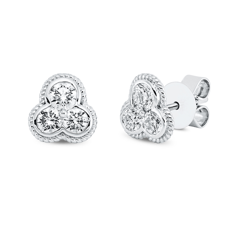 Ohrstecker 18 kt WG, 2 Brill. 0,37 ct, TW-vsi, 4 Brill. 0,51 ct, TW-vsi