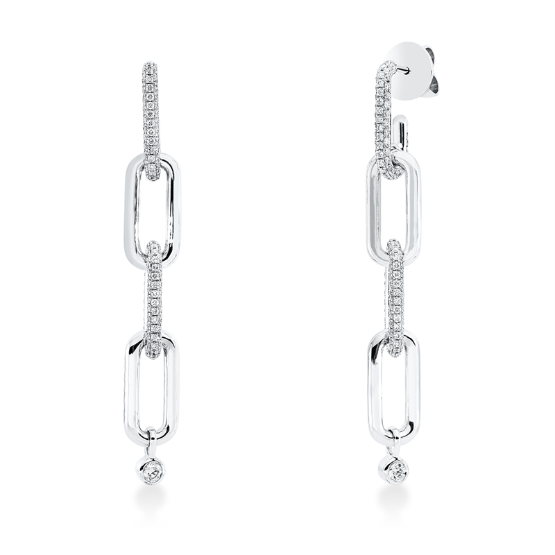 Ohrschmuck 18 kt WG, 2 Brill. 0,08 ct, TW-si, 324 Brill. 1,09 ct, TW-si