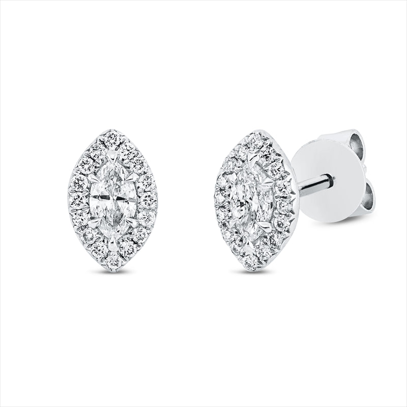 Ohrstecker 18 kt WG, 2 Nav. 0,20 ct, TW-si, 32 Brill. 0,10 ct, W-si