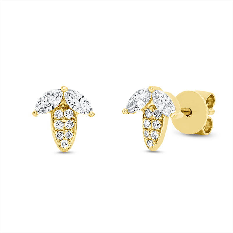 Ohrstecker 18 kt GG, 4 Nav. 0,26 ct, TW-si, 14 Brill. 0,07 ct, TW-si