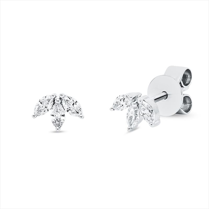 Ohrstecker 18 kt WG, 6 Nav. 0,22 ct, TW-si