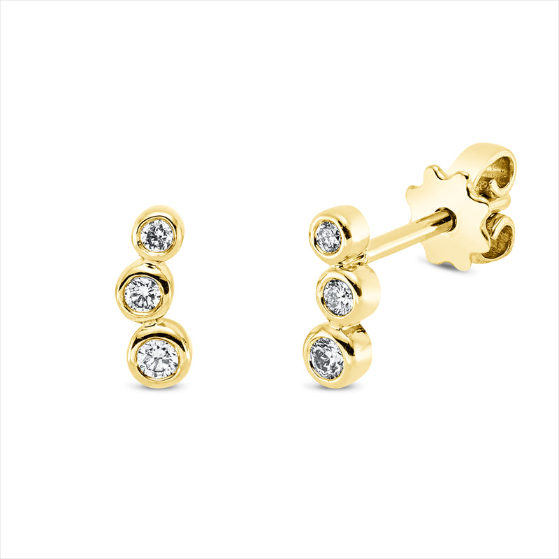 Ohrstecker 18 kt GG, 2 Brill. 0,03 ct, TW-si, 2 Brill. 0,05 ct, TW-si, 2 Brill. 0,06 ct, TW-si