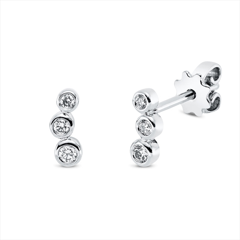 Ohrstecker 18 kt WG, 2 Brill. 0,03 ct, TW-si, 2 Brill. 0,05 ct, TW-si, 2 Brill. 0,06 ct, TW-si