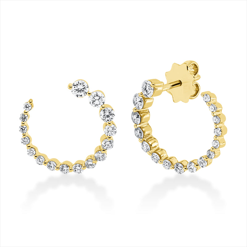 Ohrstecker 18 kt GG, 18 Brill. 0,64 ct, TW-si, 14 Brill. 0,18 ct, TW-si