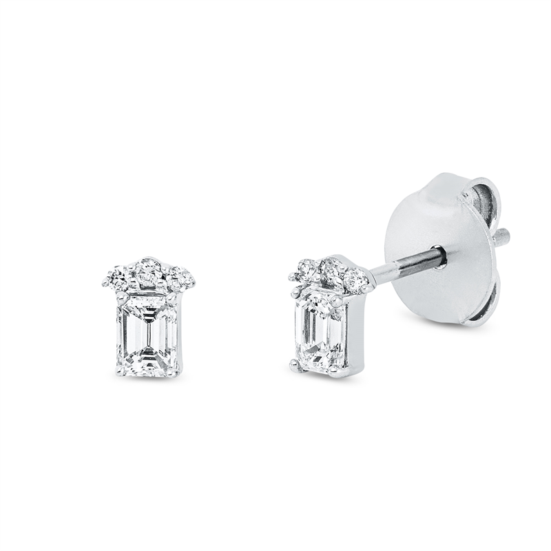 Ohrstecker 18 kt WG, 2 Sm.schliff 0,28 ct, TW-si, 6 Brill. 0,04 ct, TW-si