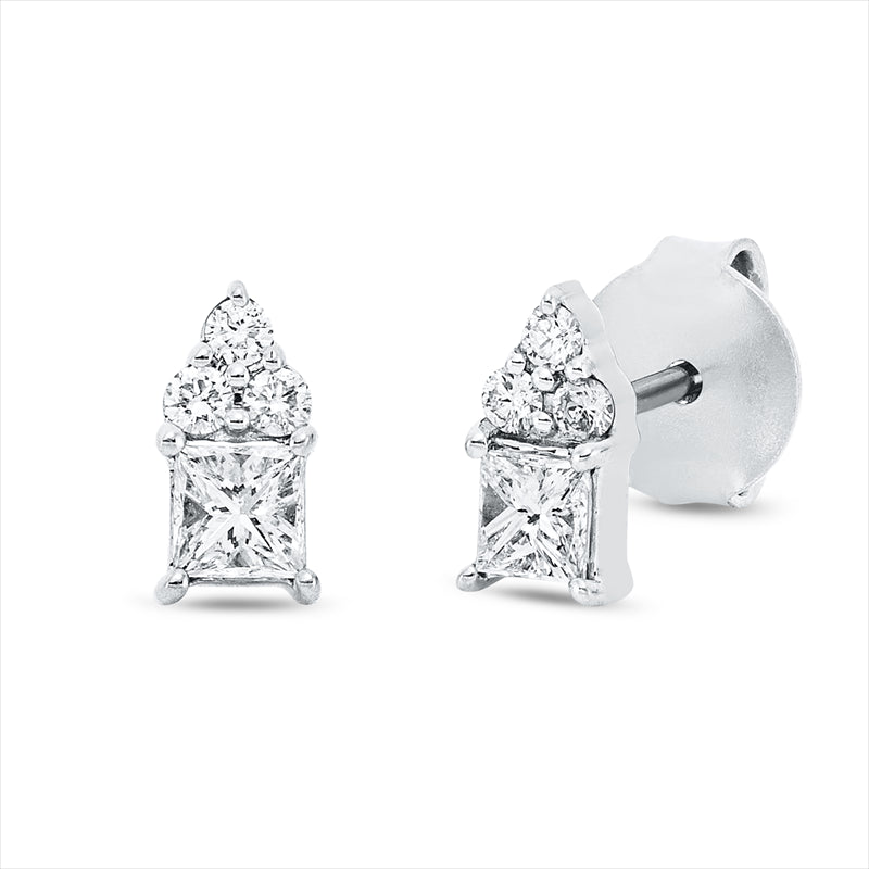 Ohrstecker 18 kt WG, 2 Princ. 0,31 ct, TW-si, 6 Brill. 0,09 ct, TW-si