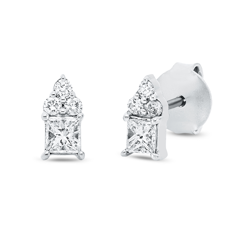 Ohrstecker 18 kt WG, 2 Princ. 0,31 ct, TW-si, 6 Brill. 0,09 ct, TW-si