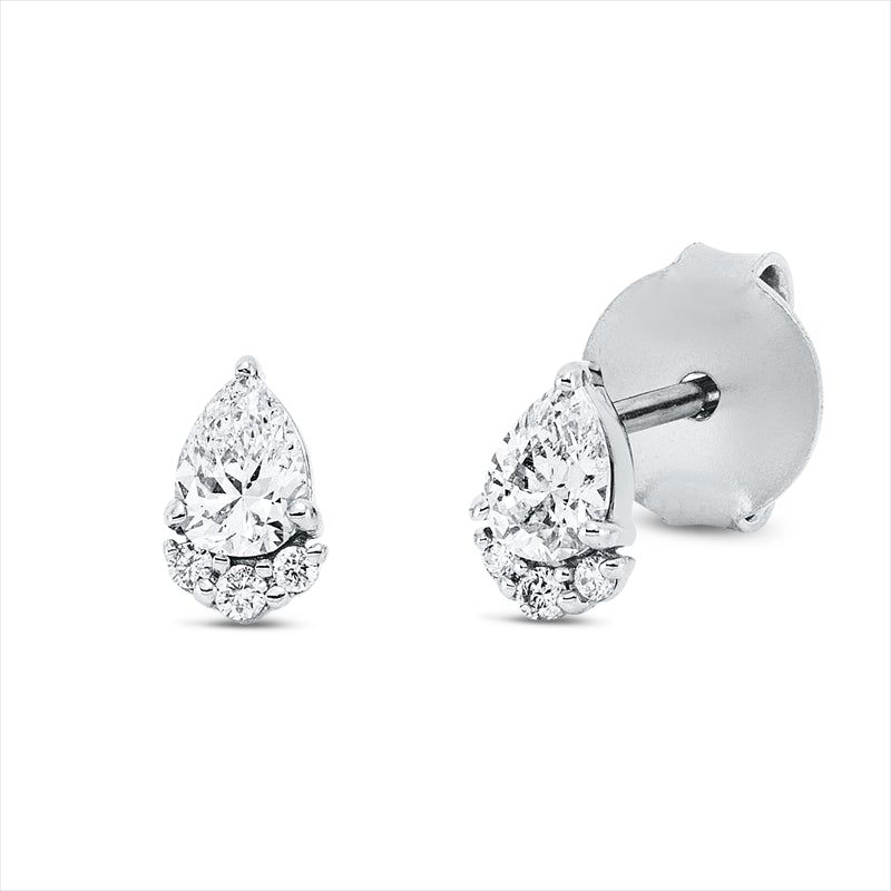 Ohrstecker 18 kt WG, 2 Tropfen 0,27 ct, TW-si, 6 Brill. 0,03 ct, TW-si