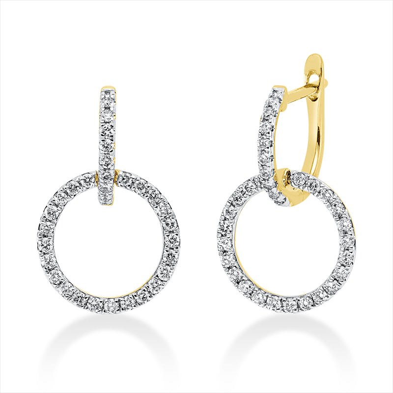 Ohrschmuck 18 kt GG, Fassung rhodiniert, 64 Brill. 0,39 ct, TW-si