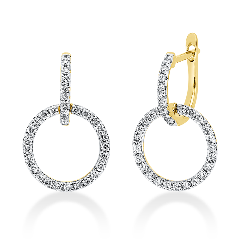 Ohrschmuck 18 kt GG, Fassung rhodiniert, 64 Brill. 0,39 ct, TW-si