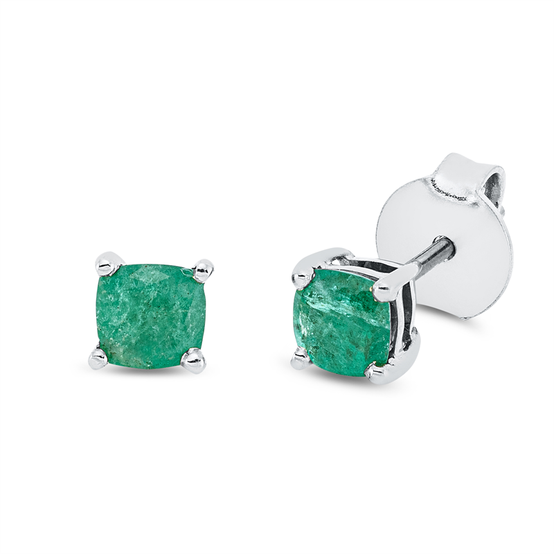 Ohrstecker 18 kt WG, 2 Smaragde 0,54 ct grün