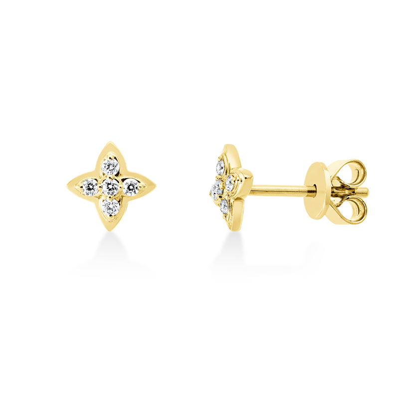 Ohrstecker 18 kt GG, 10 Brill. 0,09 ct, TW-si