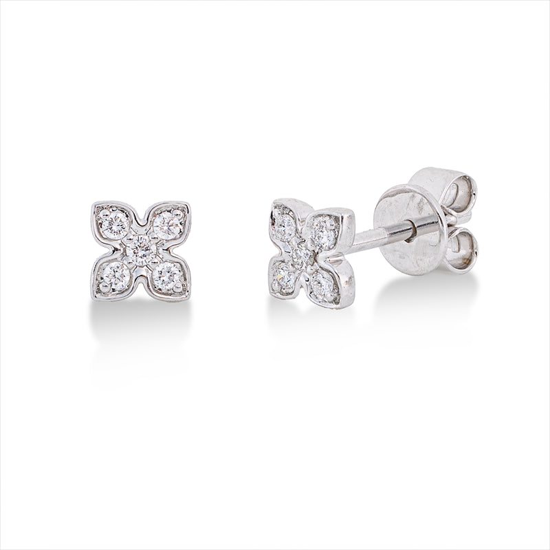 Ohrstecker 18 kt WG, 10 Brill. 0,09 ct, TW-si