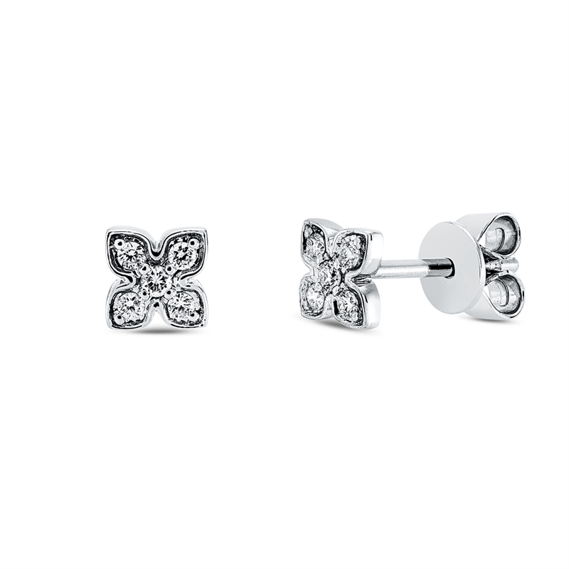 Ohrstecker 18 kt WG, 10 Brill. 0,09 ct, TW-si