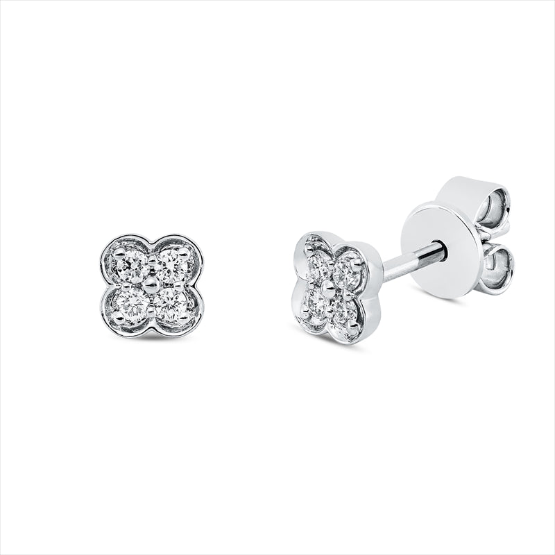 Ohrstecker 18 kt WG, 8 Brill. 0,10 ct, TW-si