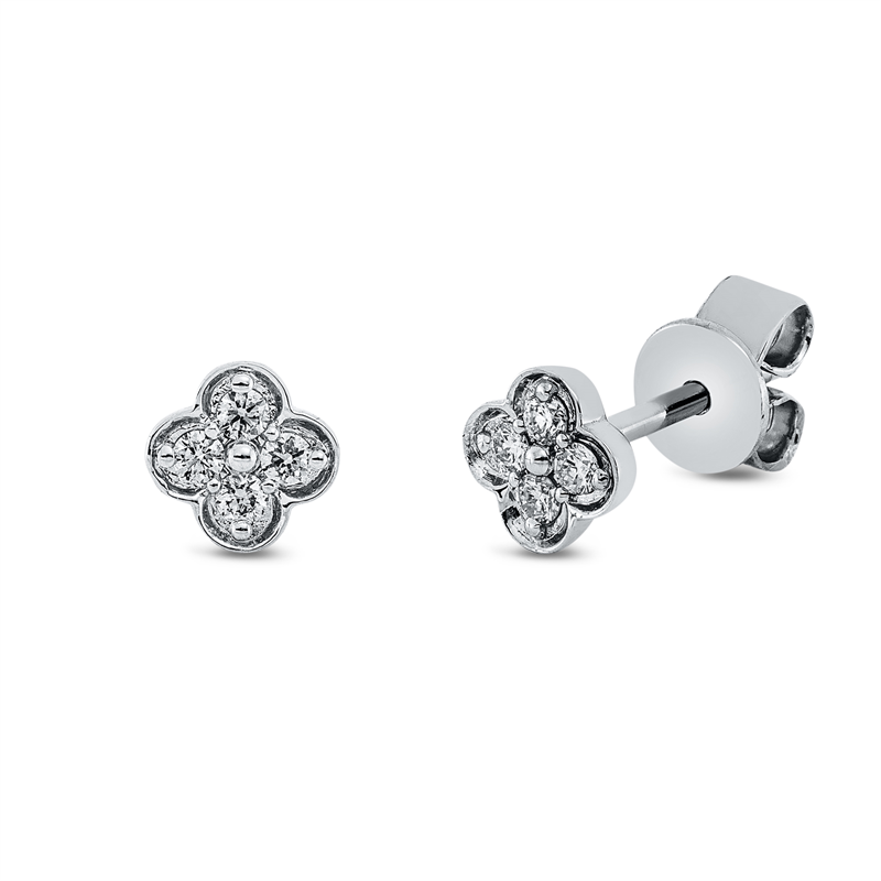 Ohrstecker 18 kt WG, 8 Brill. 0,12 ct, TW-si