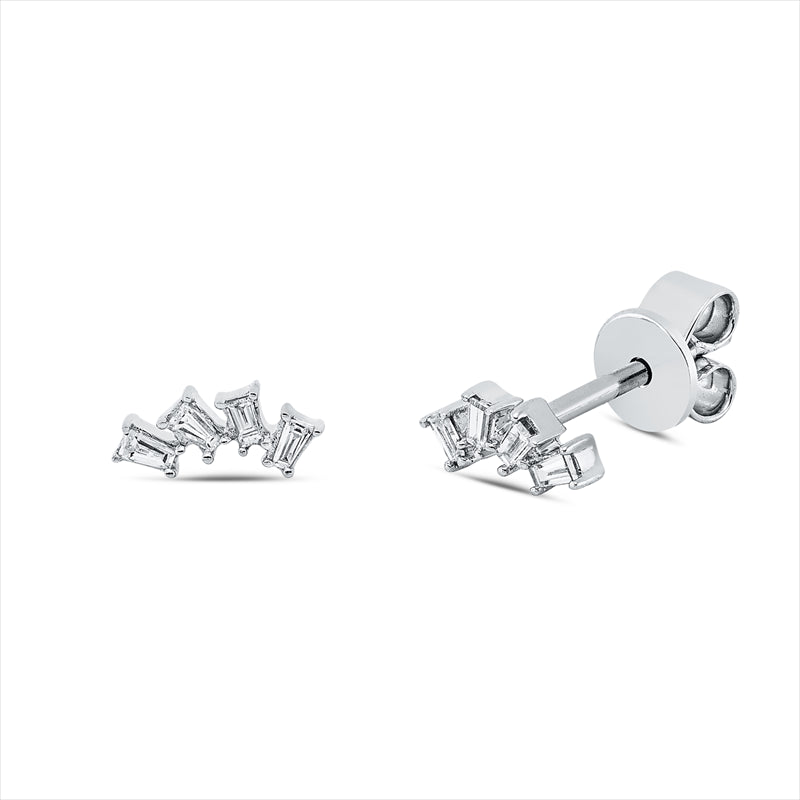 Ohrstecker 18 kt WG, 4 Trap. 0,03 ct, TW-si, 4 Trap. 0,05 ct, TW-si