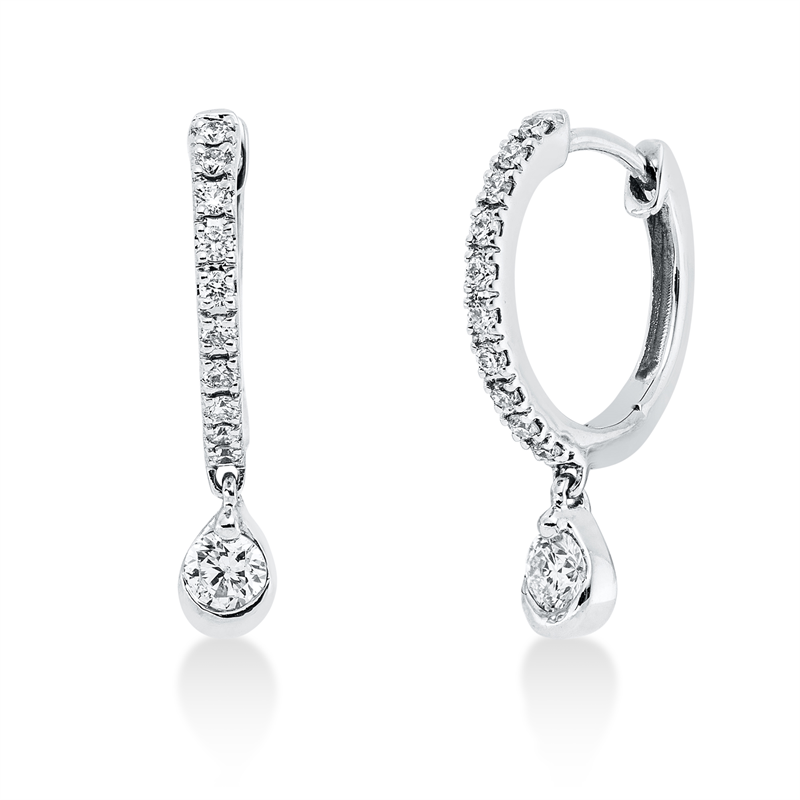 Creolen 18 kt WG, 2 Brill. 0,11 ct, TW-si, 20 Brill. 0,09 ct, TW-si