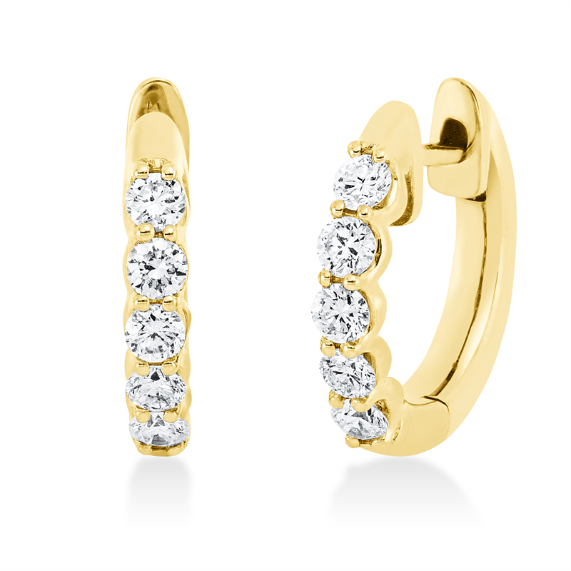 Creolen 18 kt GG, 10 Brill. 0,55 ct, TW-si