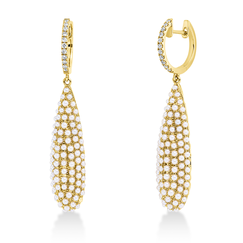 Ohrschmuck 18 kt GG, 22 Brill. 0,16 ct, TW-si, 184 ZP weiß 1,5 mm