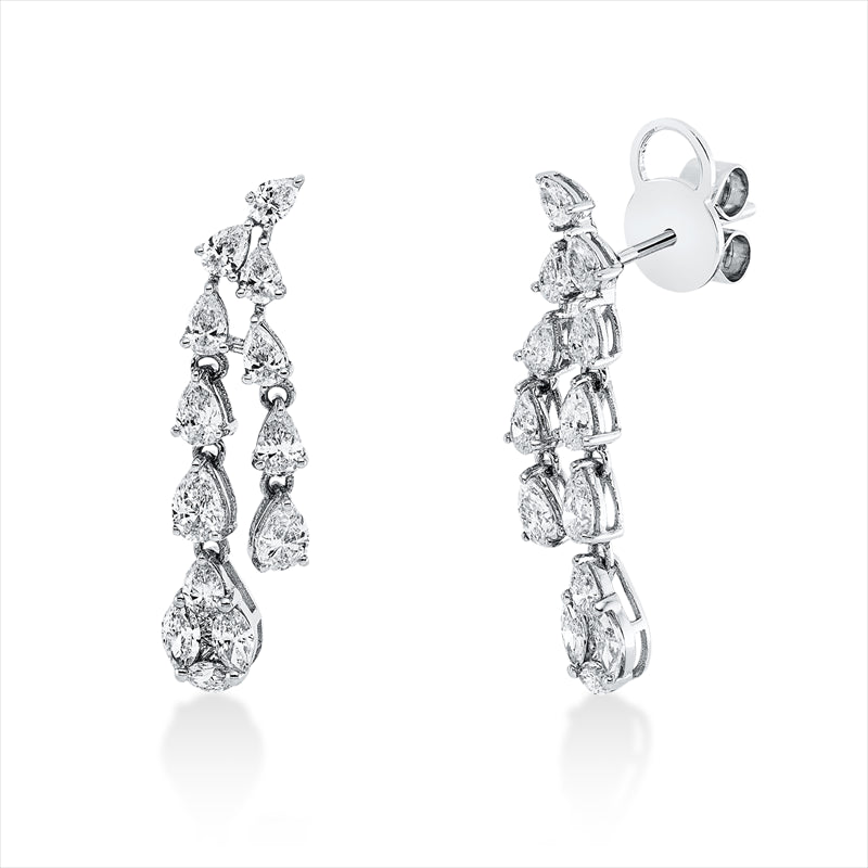 Ohrschmuck 18 kt WG, 6 Nav. 0,38 ct, TW-vsi, 20 Tropfen 1,56 ct, TW-vsi, 4 Princ. 0,10 ct, TW-vsi