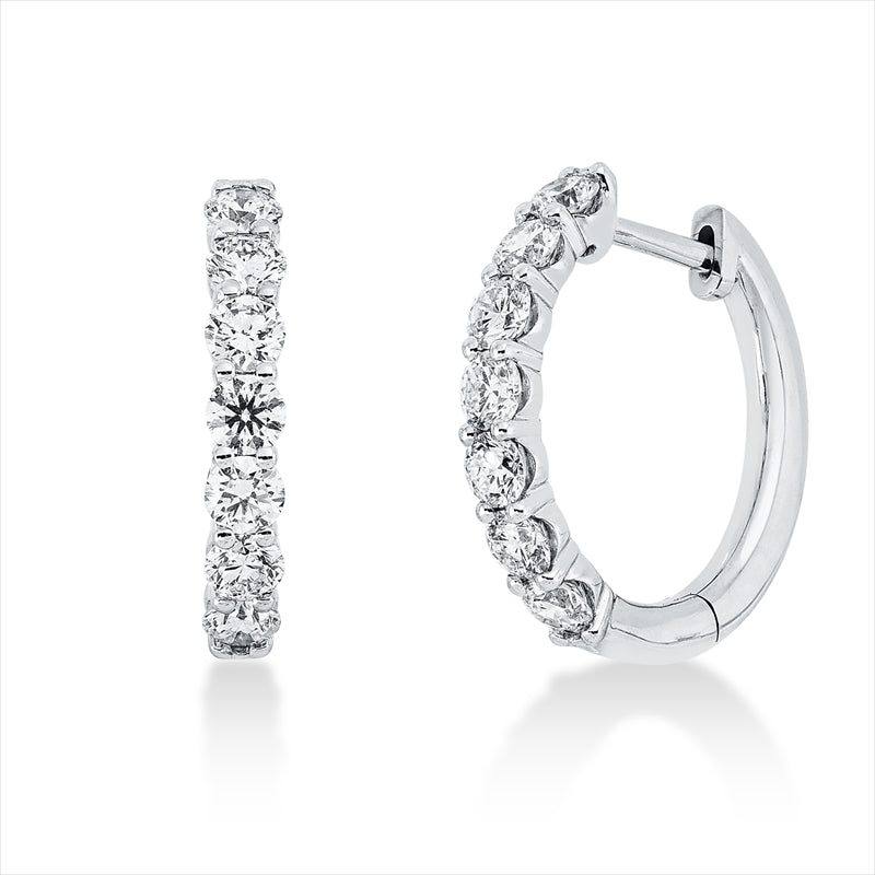 Creolen 18 kt WG, 14 Brill. 1,00 ct, TW-si