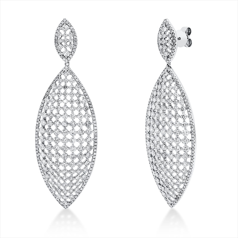 Ohrschmuck 18 kt WG, 484 Brill. 9,28 ct, TW-pi