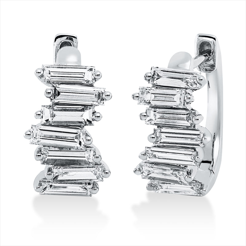 Creolen 18 kt WG, 14 Bag. 1,00 ct, TW-vsi