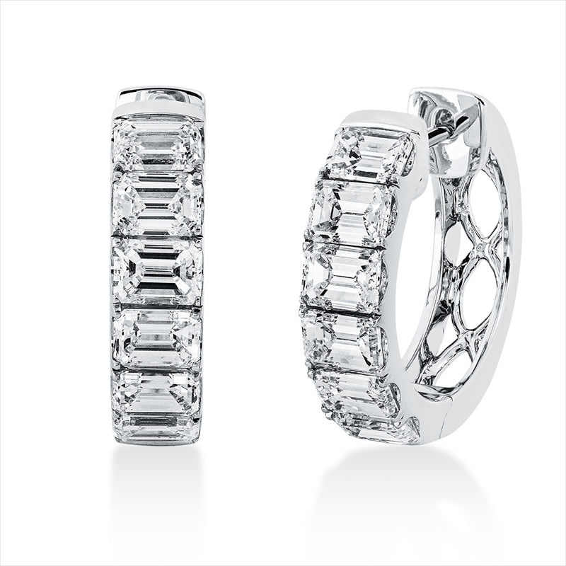 Creolen 18 kt WG, 12 Sm.schliff 3,86 ct, TW-vsi