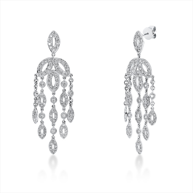 Ohrschmuck 18 kt WG, 224 Brill. 1,98 ct, TW-vsi