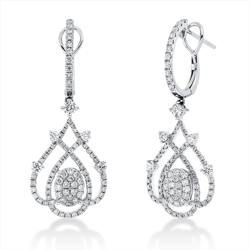 Ohrschmuck 18 kt WG, 6 Brill. 0,28 ct, TW-vsi, 180 Brill. 1,15 ct, TW-vsi