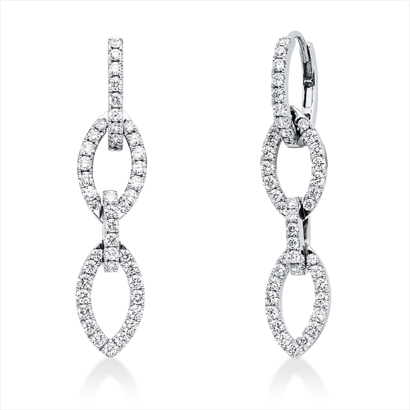 Ohrschmuck 18 kt WG, 88 Brill. 1,40 ct, TW-vsi