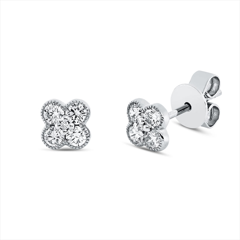 Ohrstecker 18 kt WG, 2 Brill. 0,01 ct, TW-si, 8 Brill. 0,40 ct, TW-si