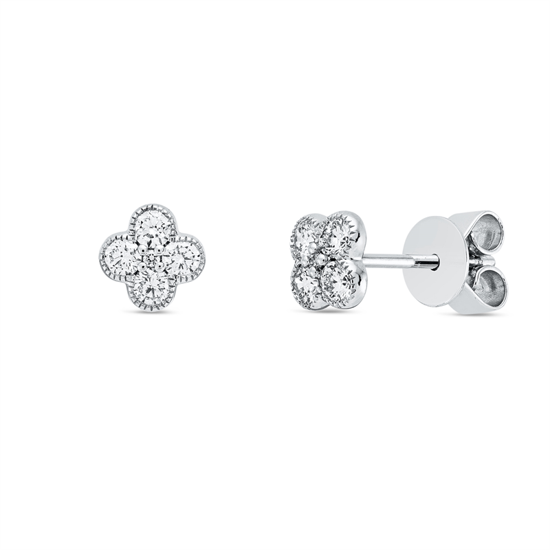 Ohrstecker 18 kt WG, 2 Brill. 0,01 ct, TW-si, 8 Brill. 0,34 ct, TW-si
