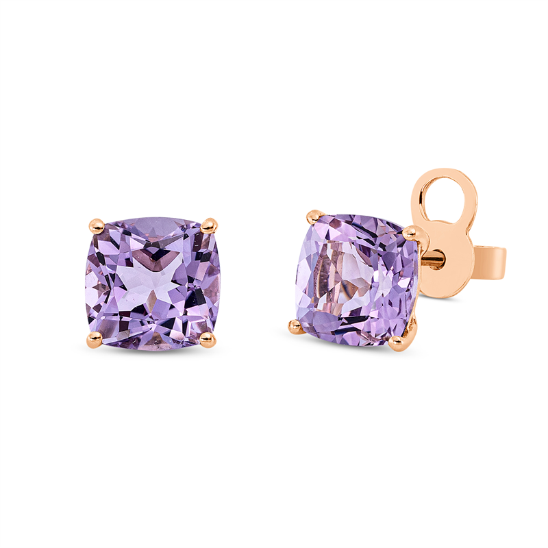 Ohrstecker 18 kt RG, Sicherheitsverschluss, 2 Amethyste 3,00 ct pink