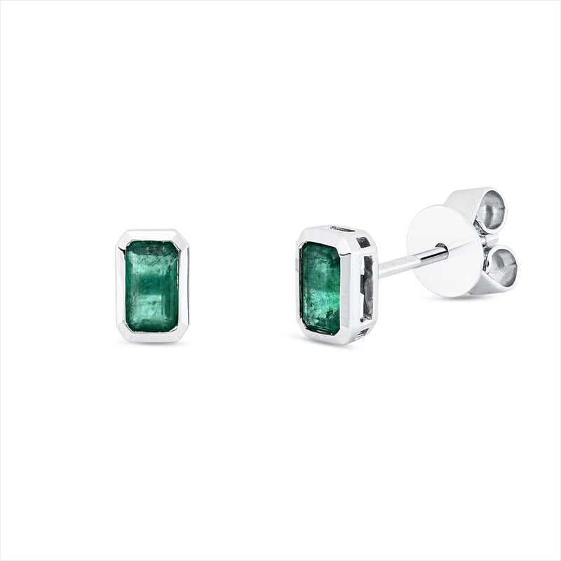 Ohrstecker 18 kt WG, 2 Smaragde 0,51 ct grün