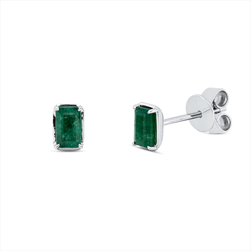 Ohrstecker 18 kt WG, 2 Smaragde 0,64 ct grün