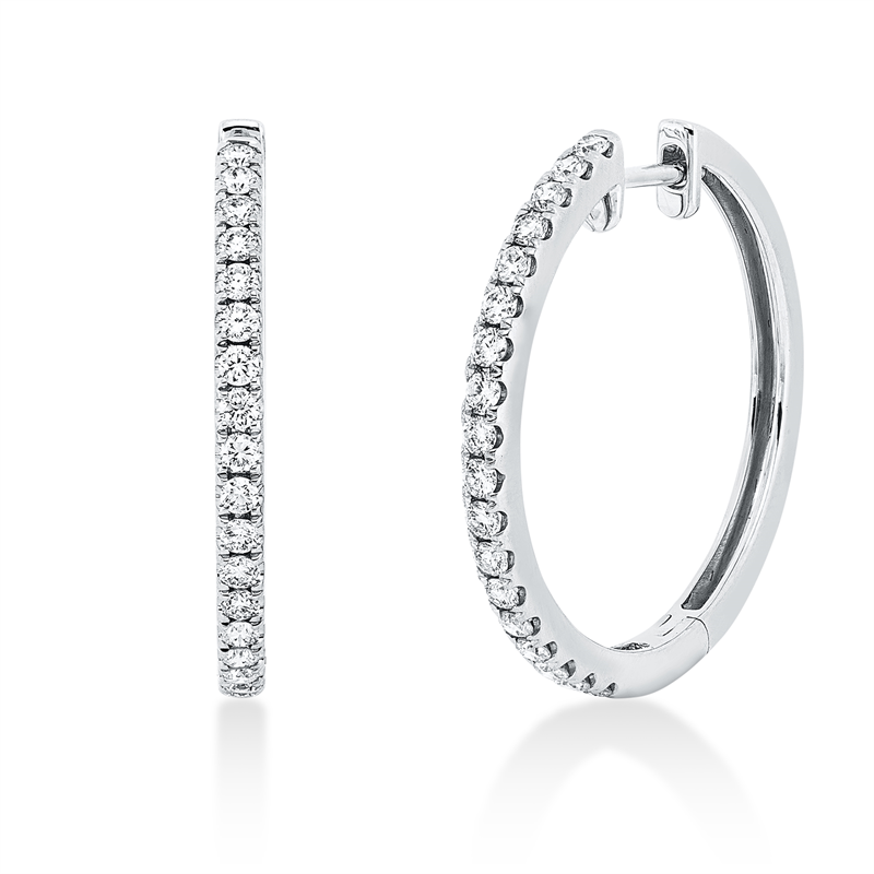 Creolen 18 kt WG, 36 Brill. 0,58 ct, TW-si