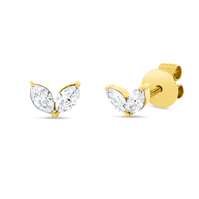 Ohrstecker 18 kt GG, 4 Nav. 0,28 ct, TW-si