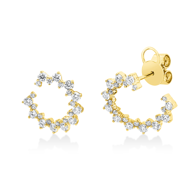 Ohrstecker 18 kt GG, 46 Brill. 0,93 ct, TW-si