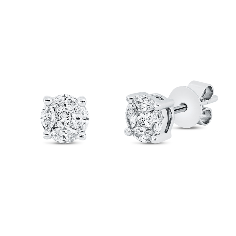 Ohrstecker 18 kt WG, 2 Princ. 0,13 ct, D/F-vvs, 4 Nav. 0,16 ct, D/F-vsi/si, 4 Nav. 0,20 ct, TW-vsi/si