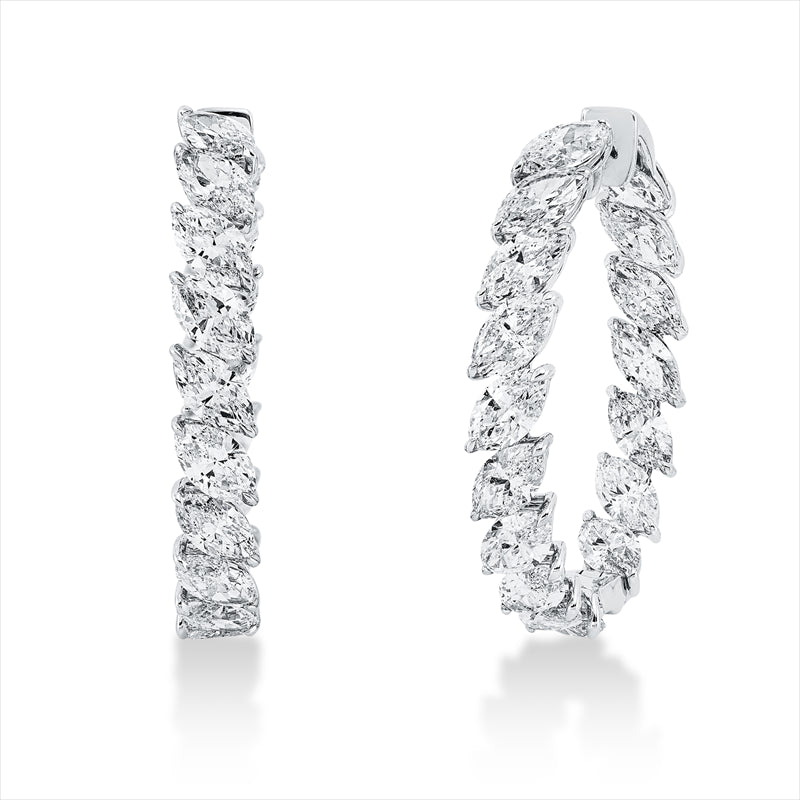 Creolen 18 kt WG, 34 Nav. 8,83 ct, W-si