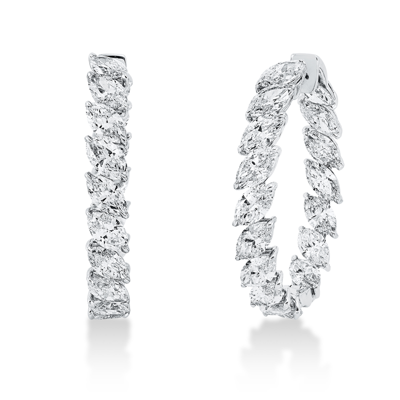 Creolen 18 kt WG, 34 Nav. 8,83 ct, W-si